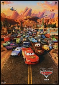 8c165 CARS advance 1sh 2006 Walt Disney Pixar animated automobile racing, great cast image!