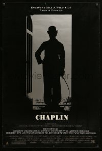8c172 CHAPLIN 1sh 1992 great silhouette image of Robert Downey Jr. as Charlie!