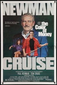 8c191 COLOR OF MONEY 1sh 1986 Robert Tanenbaum art of Paul Newman & Tom Cruise playing pool!