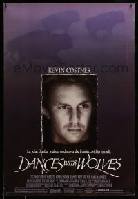 8c216 DANCES WITH WOLVES 1sh 1990 Kevin Costner directs & stars, image of buffalo!