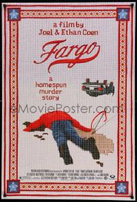 8c289 FARGO DS 1sh 1996 a homespun murder story from Coen Brothers, Dormand, needlepoint design!