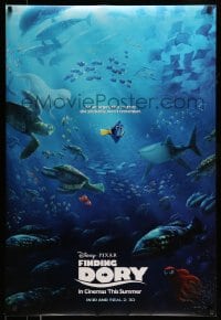 8c301 FINDING DORY int'l advance DS 1sh 2016 Disney & Pixar, DeGeneres, image of cast underwater!