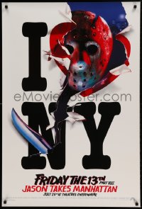 8c328 FRIDAY THE 13th PART VIII recalled teaser 1sh 1989 Jason Takes Manhattan, I love NY in July!