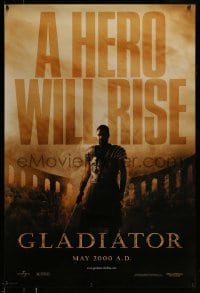 8c351 GLADIATOR teaser DS 1sh 2000 a hero will rise, Russell Crowe, directed by Ridley Scott!