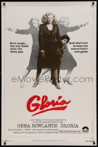 8c354 GLORIA 1sh 1980 John Cassavetes, Gena Rowlands close up & full-length with gun!