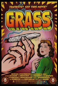 8c370 GRASS 1sh 1999 history of marijuana in the U.S., Harrelson, great pseudo-retro drug artwork!