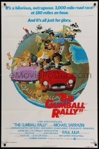 8c386 GUMBALL RALLY int'l 1sh 1976 Michael Sarrazin, cool art of car racing around the world!