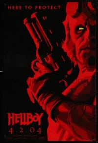 8c407 HELLBOY teaser 1sh 2004 Mike Mignola comic, cool red image of Ron Perlman, here to protect!