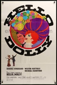 8c409 HELLO DOLLY 1sh 1969 art of Barbra Streisand & Walter Matthau by Richard Amsel!