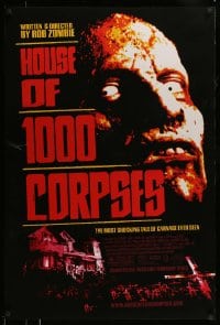 8c425 HOUSE OF 1000 CORPSES 1sh 2003 Rob Zombie directed, creepy close-up horror image!