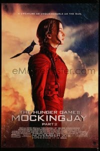 8c439 HUNGER GAMES: MOCKINGJAY - PART 2 advance DS 1sh 2015 Jennifer Lawrence in front of clouds!