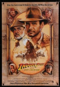 8c461 INDIANA JONES & THE LAST CRUSADE advance 1sh 1989 Ford/Connery over a brown background by Drew