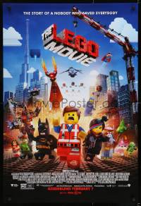 8c544 LEGO MOVIE advance DS 1sh 2014 the story of a nobody who saved everybody!