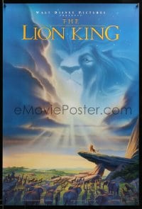 8c555 LION KING DS 1sh 1994 Disney Africa, John Alvin art of Simba on Pride Rock with Mufasa in sky