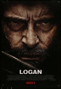 8c565 LOGAN style C - Canada advance DS 1sh 2017 Jackman in the title role as Wolverine, claws out!