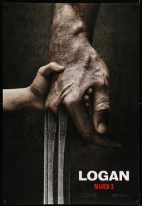 8c562 LOGAN style A revised teaser DS 1sh 2017 Jackman in the title role as Wolverine, claws out!
