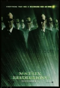 8c615 MATRIX REVOLUTIONS teaser DS 1sh 2003 image of Hugo Weaving as many Agent Smiths!