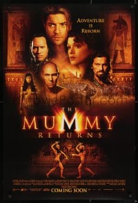 8c643 MUMMY RETURNS int'l advance DS 1sh 2001 Brendan Fraser, Rachel Weisz, Rock as Scorpion King!