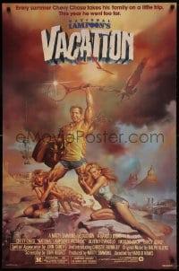 8c654 NATIONAL LAMPOON'S VACATION 1sh 1983 art of Chevy Chase, Brinkley & D'Angelo by Vallejo!