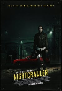 8c659 NIGHTCRAWLER advance DS 1sh 2014 cool image of Jake Gyllenhaal with camera and sports car!