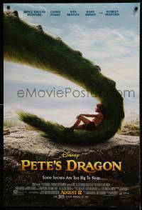 8c675 PETE'S DRAGON advance DS 1sh 2016 Oakes Fegley in the title role reclining on dragon tail!