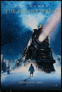 8c693 POLAR EXPRESS teaser 1sh 2004 Tom Hanks, Robert Zemeckis, fantasy art of train by D. Chiang