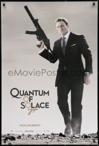8c704 QUANTUM OF SOLACE teaser 1sh 2008 Daniel Craig as Bond with silenced H&K UMP submachine gun!