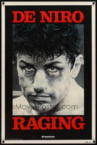 8c709 RAGING BULL teaser 1sh 1980 Martin Scorsese, classic close up boxing image of Robert De Niro!