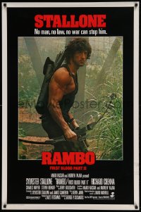 8c714 RAMBO FIRST BLOOD PART II style B int'l 1sh 1985 no law, no war can stop Sylvester Stallone!