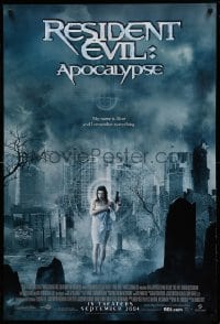 8c727 RESIDENT EVIL: APOCALYPSE advance DS 1sh 2004 sexy Milla Jovovich, Paul W.S. Anderson, creepy!