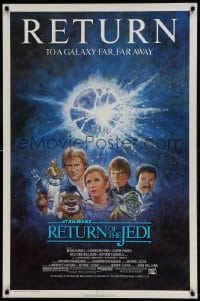 8c732 RETURN OF THE JEDI NSS style 1sh R1985 George Lucas classic, Mark Hamill, Ford, Tom Jung art!