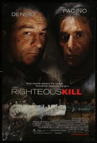 8c742 RIGHTEOUS KILL advance 1sh 2008 cool image of Robert De Niro & Al Pacino w/ silenced gun!