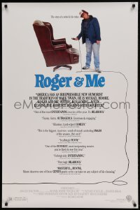 8c756 ROGER & ME 1sh 1989 1st Michael Moore documentary, about General Motors CEO Roger Smith!