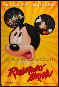 8c766 RUNAWAY BRAIN DS 1sh 1995 Disney, great huge Mickey Mouse Jekyll & Hyde cartoon image!