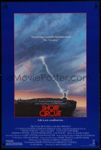 8c794 SHORT CIRCUIT 1sh 1986 cool artwork of Johnny Five being struck by lightning by John Alvin!