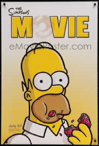 8c801 SIMPSONS MOVIE style B advance DS 1sh 2007 classic Groening art of Homer Simpson w/donut!