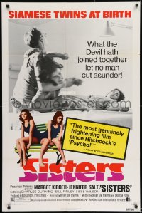 8c808 SISTERS 1sh 1973 Brian De Palma, Margot Kidder is a set of conjoined twins!