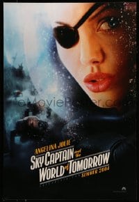 8c809 SKY CAPTAIN & THE WORLD OF TOMORROW teaser DS 1sh 2004 close-up of Angelina Jolie w/eyepatch!