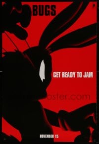8c822 SPACE JAM teaser DS 1sh 1996 basketball, cool silhouette artwork of Bugs Bunny!