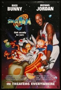 8c821 SPACE JAM int'l 1sh 1996 Michael Jordan & Bugs Bunny with cast in outer space!