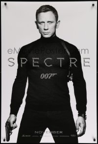 8c825 SPECTRE teaser DS 1sh 2015 cool image of Daniel Craig as James Bond 007 with gun!