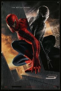 8c834 SPIDER-MAN 3 teaser DS 1sh 2007 Raimi, the battle within, Maguire in red/black suits, textured