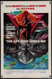 8c839 SPY WHO LOVED ME 1sh 1977 great art of Roger Moore as James Bond by Bob Peak!