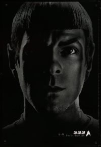 8c846 STAR TREK teaser 1sh 2009 close-up image of Zachary Quinto as Spock over black background!