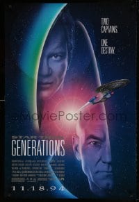 8c860 STAR TREK: GENERATIONS advance 1sh 1994 Stewart as Picard & Shatner as Kirk, two captains!