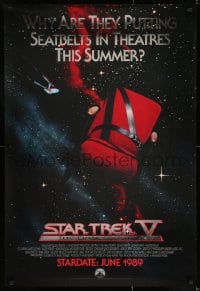 8c855 STAR TREK V foil advance 1sh 1989 The Final Frontier, image of theater chair w/seatbelt!