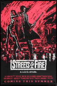 8c876 STREETS OF FIRE advance 1sh 1984 Walter Hill, cool pink dayglo Riehm art!