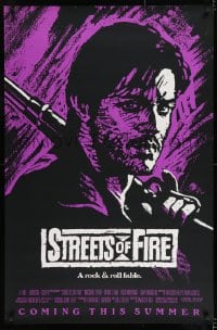 8c877 STREETS OF FIRE advance 1sh 1984 Walter Hill, cool purple dayglo Riehm art!