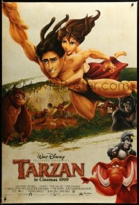 8c897 TARZAN advance DS 1sh 1999 Disney cartoon, from Edgar Rice Burroughs story, jungle images!