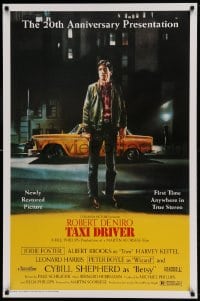 8c898 TAXI DRIVER 1sh R1996 classic art of Robert De Niro by cab, directed by Martin Scorsese!